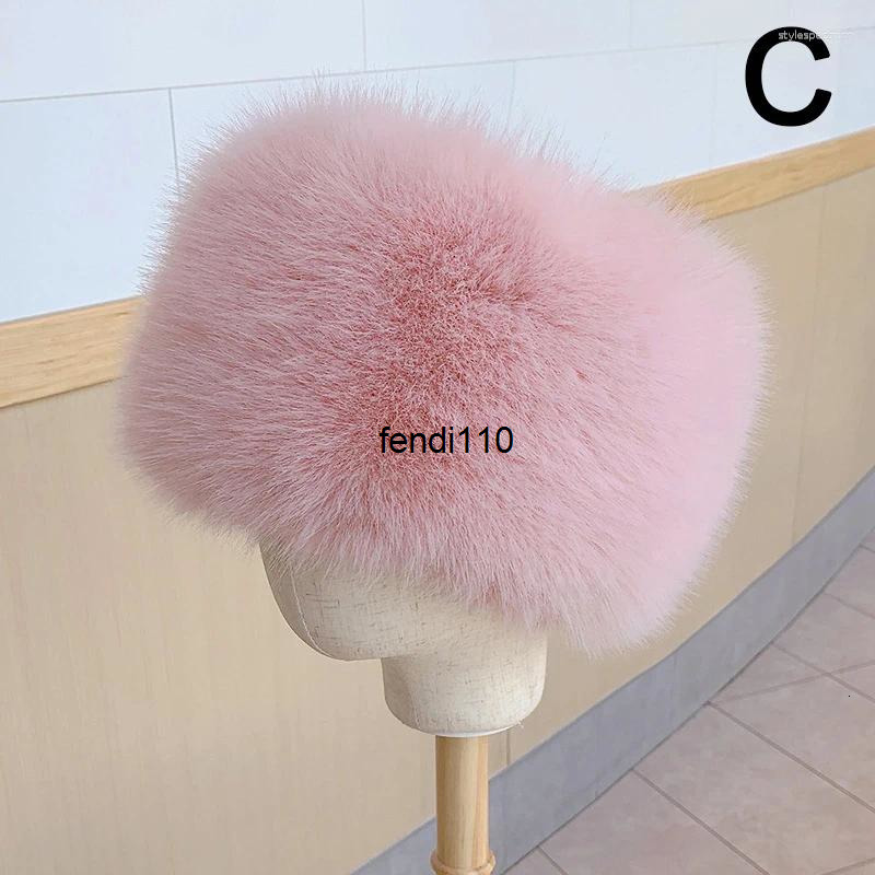 Beanie/Skull Caps Beanies Winter Thick Fluffy Headbanr Women Men Fur Hairband Russian Furry Earmuffs Elastic Turban Wide Headwear Ski Hats Accessories