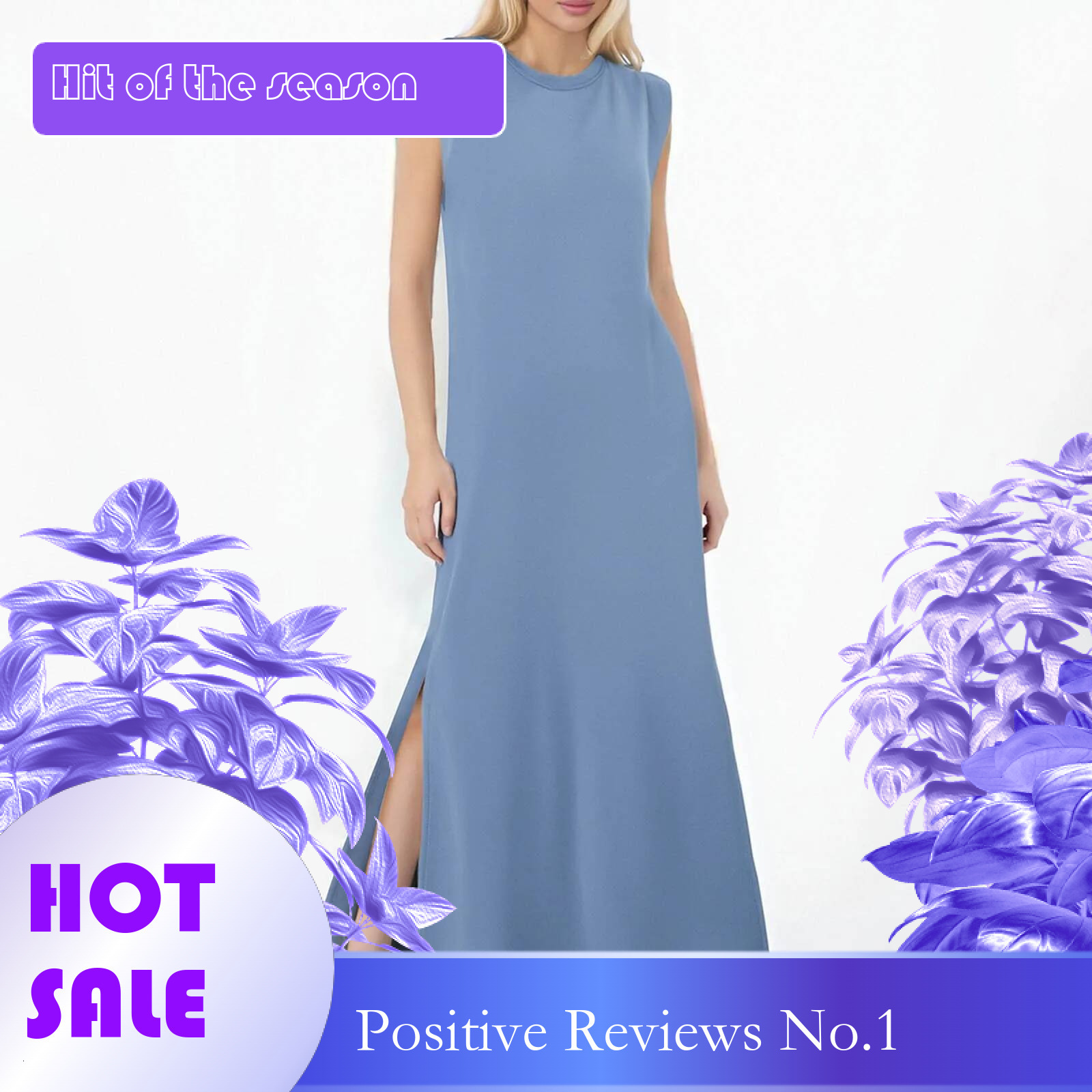 Dongdumaoyi Summer Dress For Women Casual Solid Color Side Split Flowy Long Short Sleeve Crew Neck Beach Sundress Vestidos
