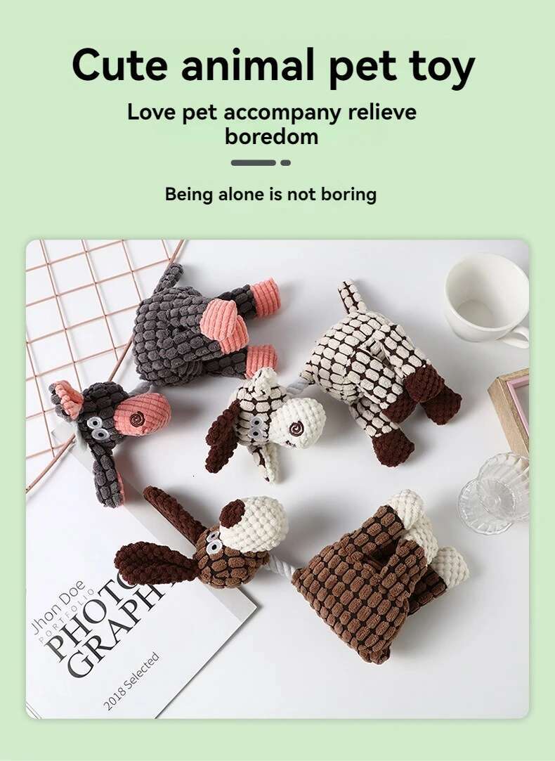 Update Dog Sounding Toy Molar Training Decompress Interactive Bite Resistant Donkey Shape Plush Toys Pet Supplies