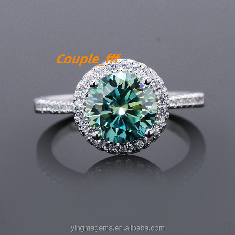 Fine Engagement Wedding Colored Diamond Jewelry Silver 925 Green Moissanite Ring for Women