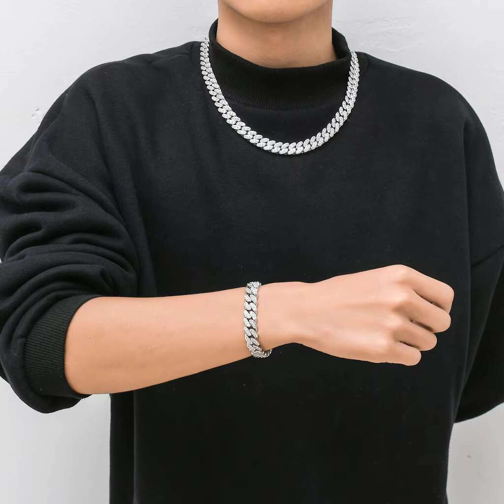 Custom 13mm Micro Paved Zircon Diamond Miami Hip Hop Iced Out Men Gold Plated Rapper Jewelry Cuban Chain Necklace