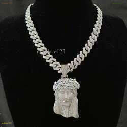 Jesus Pendant with 13mm Moissanite Cuban Chain Necklace Designer Hip Hop Jewelry for Men Gift