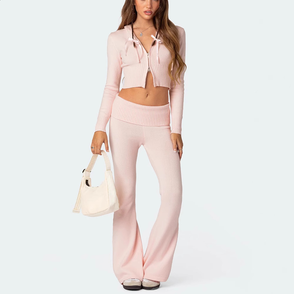 I. AM. GIA Womens Two Pieces Set Pant Sets Bralette High-waisted Casual Summer Tracksuit Y2k Hooded Cardigan Sweatshirt Set 250407