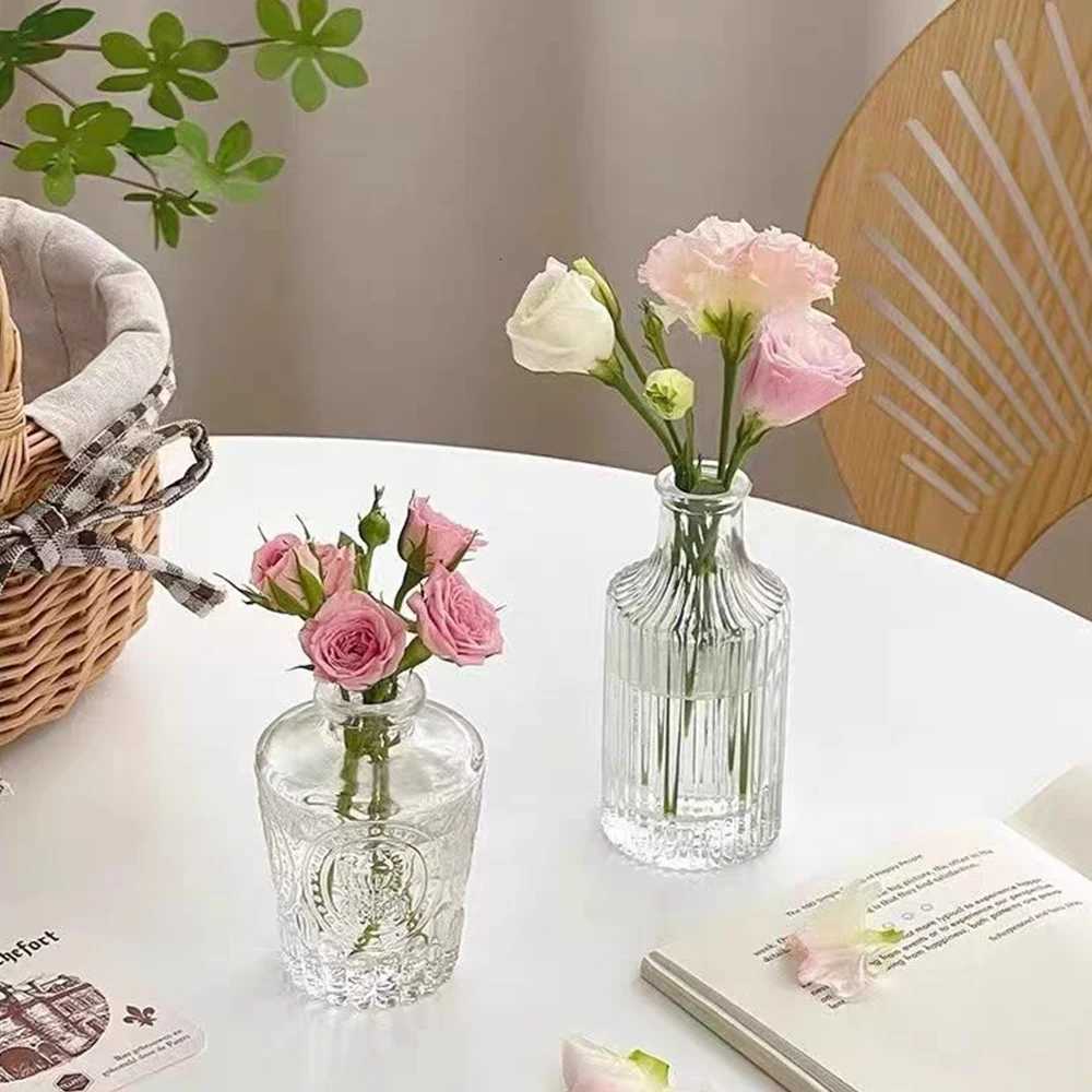 Light Luxury Glass Vase INS Style Flower Arrangements Home Furnishings French Transparent Small Vases Living Room Decoration C251124