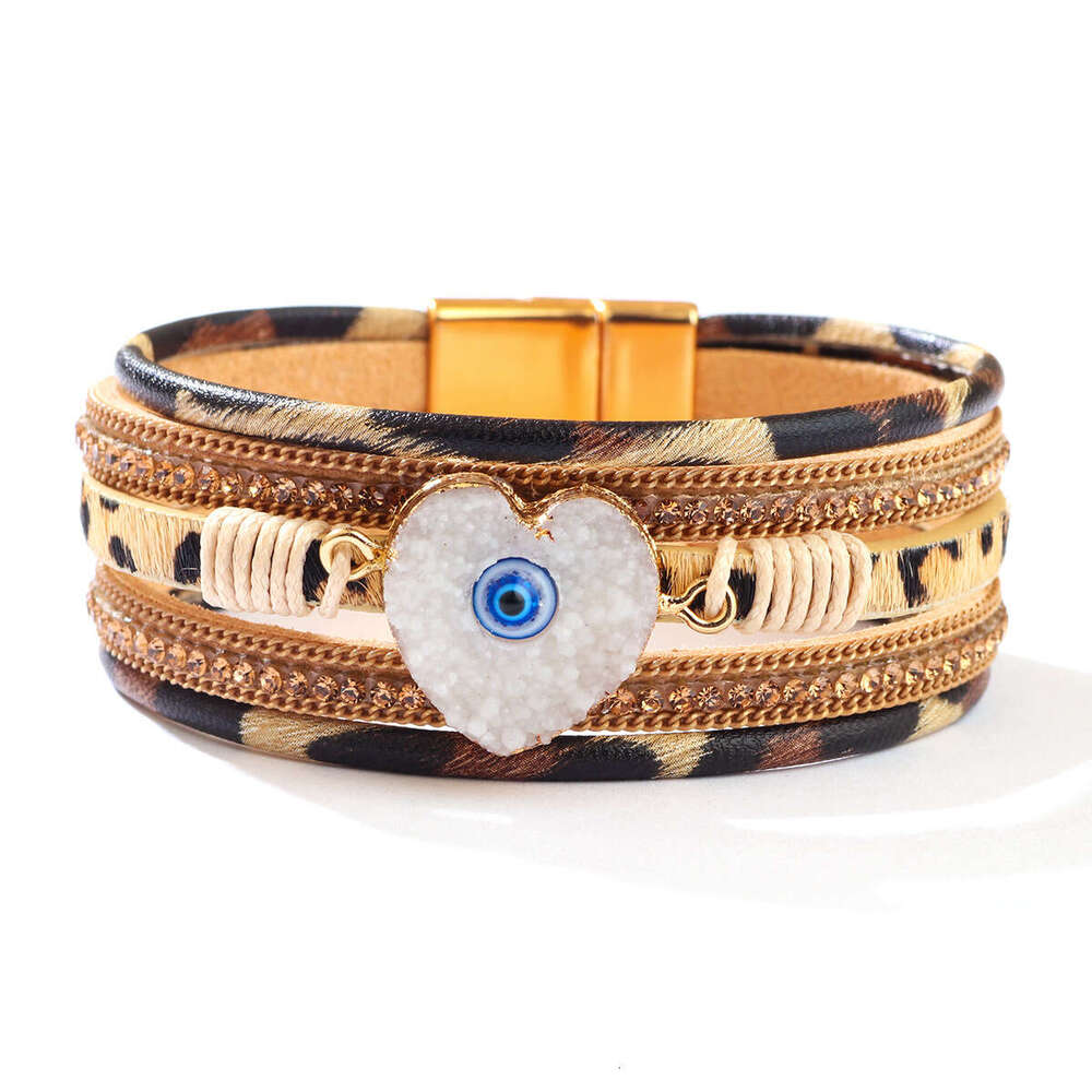 Fashionable New Women's Bohemian Love Dia Magnetic PU Artificial Leather Soft Bracelet