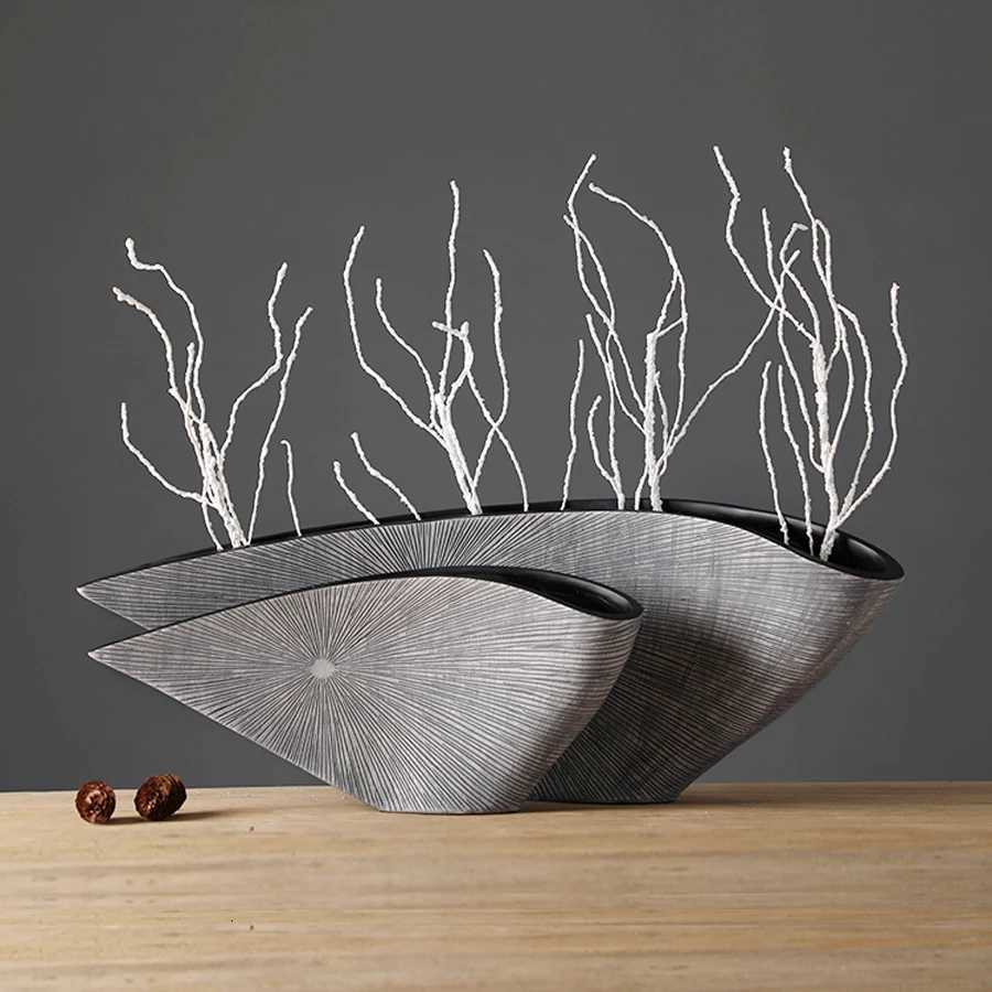 Modern Art Ornaments Luxury Living Room Resin Vase Model Creative Dried Flower Vase Simulated Floral Tabletop Home Decoration C251124