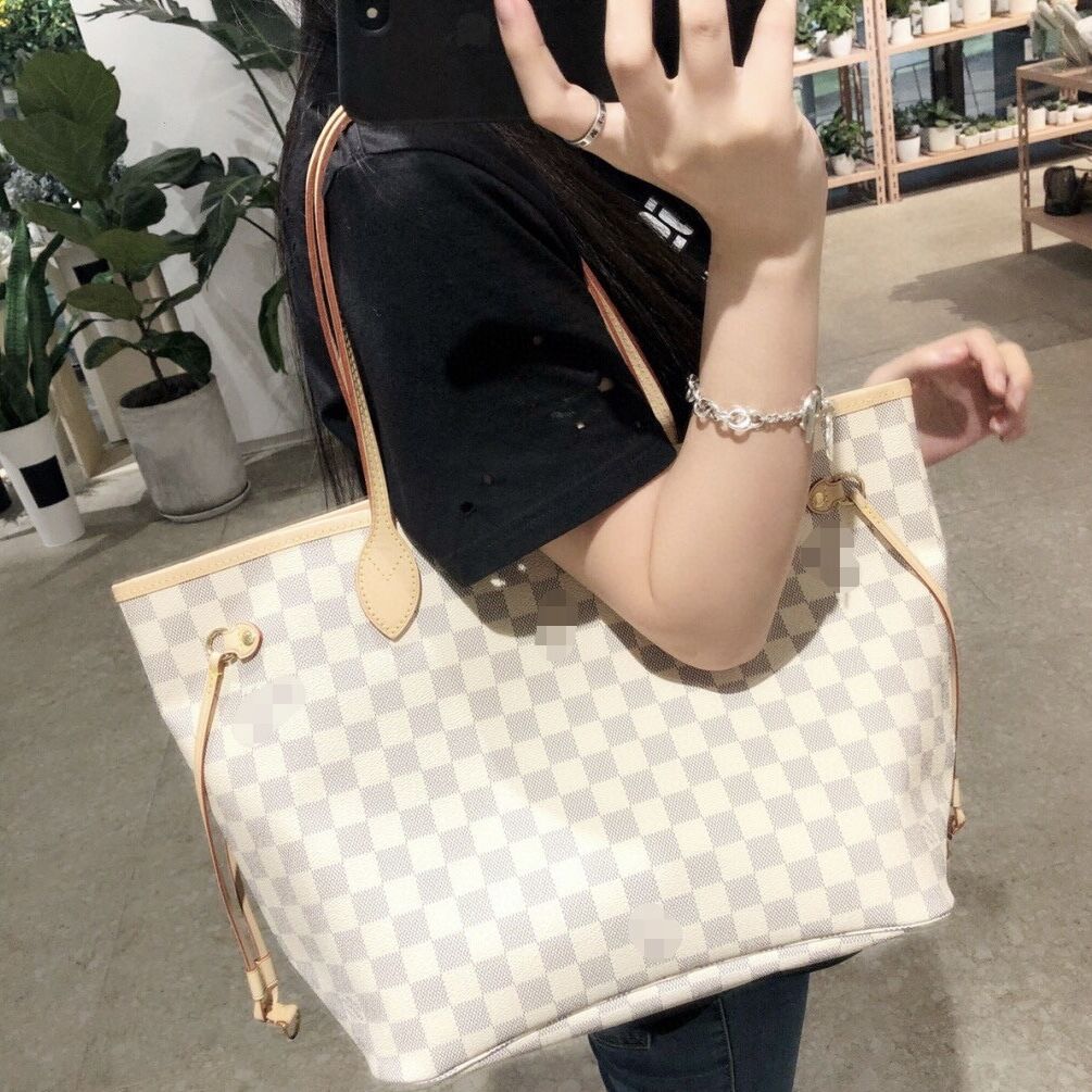 Designer Women Tote Large Handbags With Wallet Purse Fashion Leather Brown Lattice Bags High Quality Luxury Classic Flower Checked Shoulder Bag