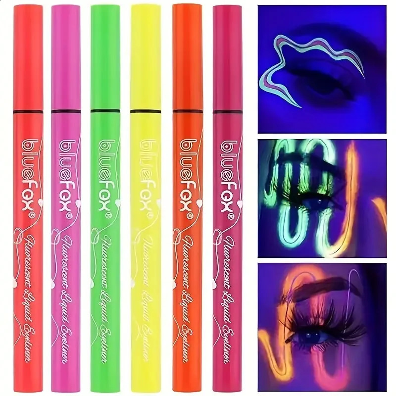 Six luminous UV reaction face and body paint sets neon liquid eyeliner pen makeup mix colors music festival 250418