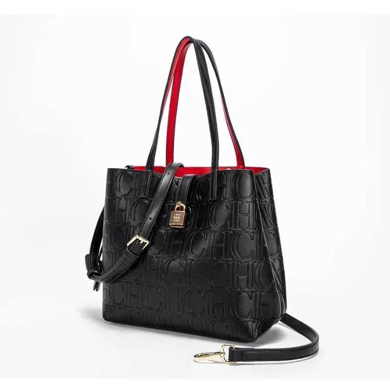 Simple large capacity embossed womens shoulder bag with solid color letter pattern design fashionable luxury backpack Z250424