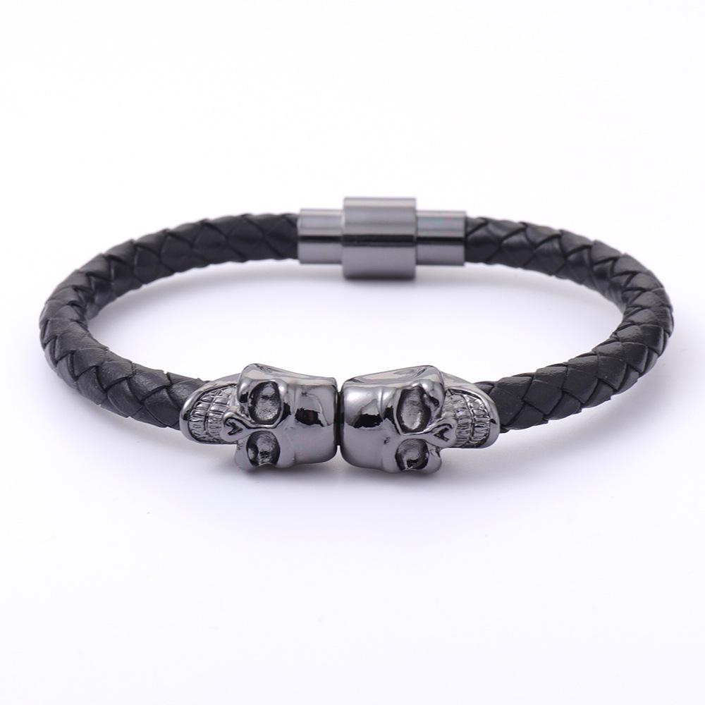 Skull Scalp Leather Bracelet Popular Men's Charm Bracelet Jewelry