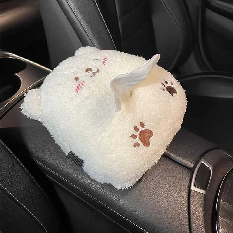 Cute Plush Animal Car Tissue Box - Portable Drawer-Type Holder Napkin Paper Storage Car Seat Back Armrest Practical Tissue BagM251124