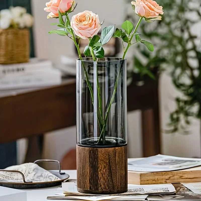 Light Luxury Simple Retro Vase Decoration Creative Primary Color Glass Water Nourishing Vase Living Room Table Decoration C251124