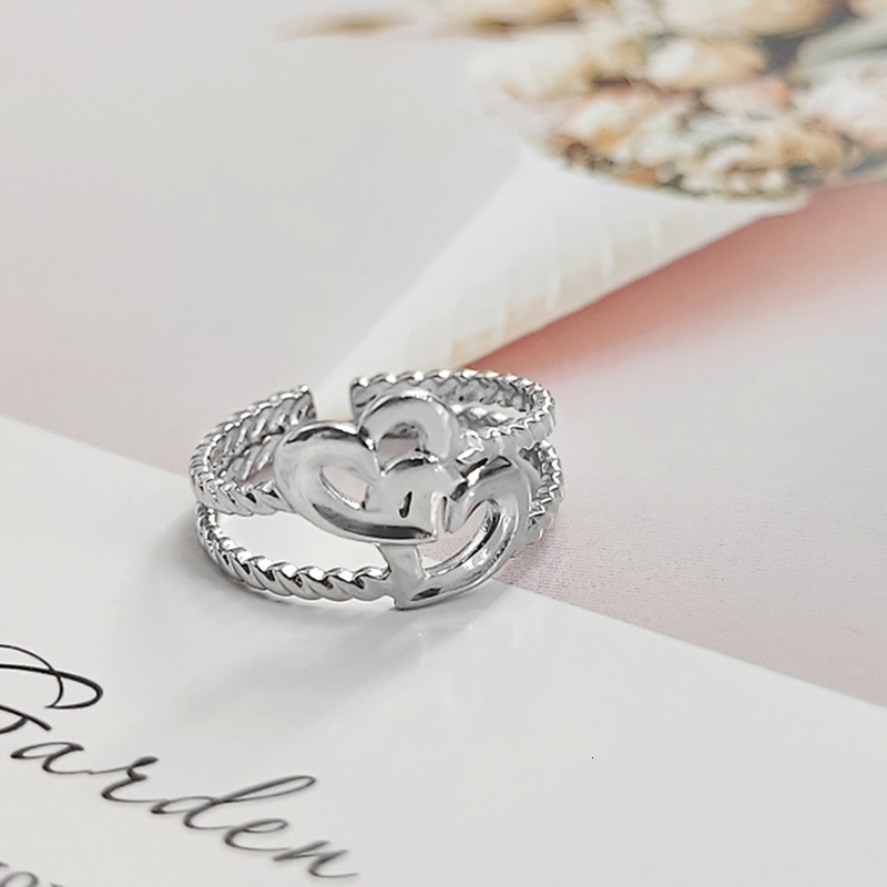 Top selling stainless steel opening adjustable double girls' love ring with top source, niche and non fading