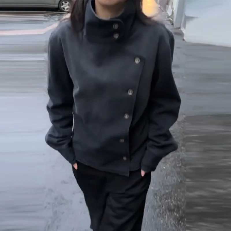Womens Stand Collar Single-breasted Jacket Vintage Long Sleeve Date Commuter Female Clothing 2025 Womens New Casual Clothes J251124