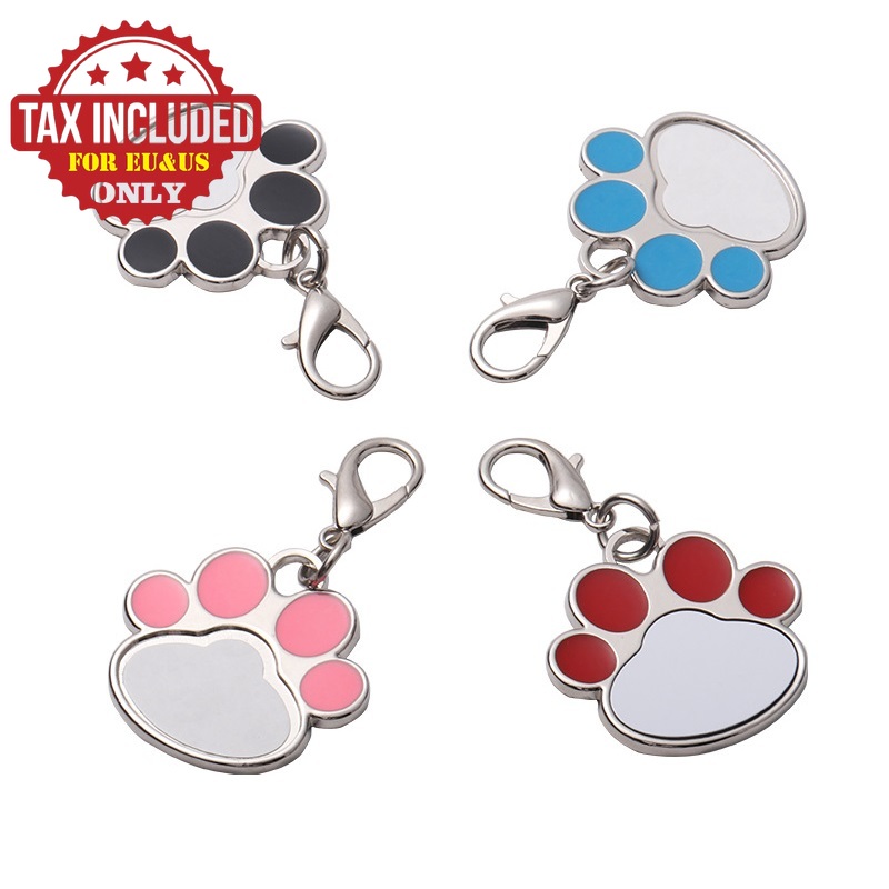 Sublimation Blanks Paw Pet ID Tags Stainless Steel Zinc Alloy Personalized Heat Transfer Dog Tag Blank Pendant