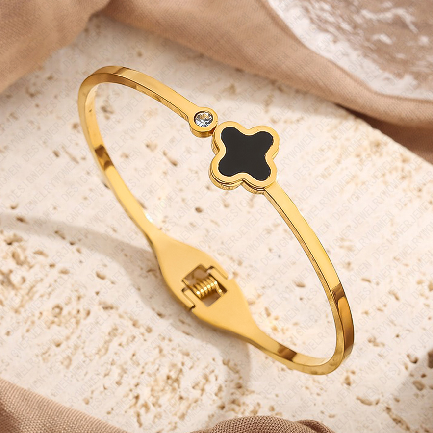 Designer Bracelet Bracelet for Women Stainless Steel 18K Gold Plated Bangle Diamond Flower Bangles Luxury Jewlery Designer for Women Elegant Sparkling