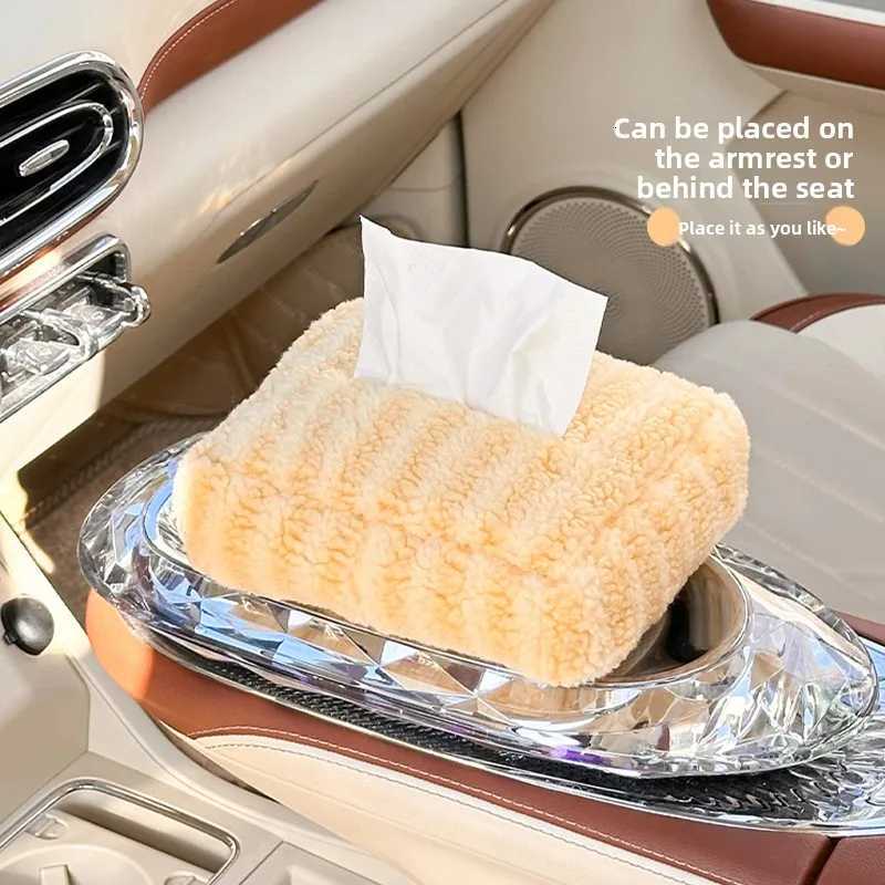 NEW Car tissue box cute car tissue box plush striped car hanging paper box multifunction DIY car hanging tissue boxM251124