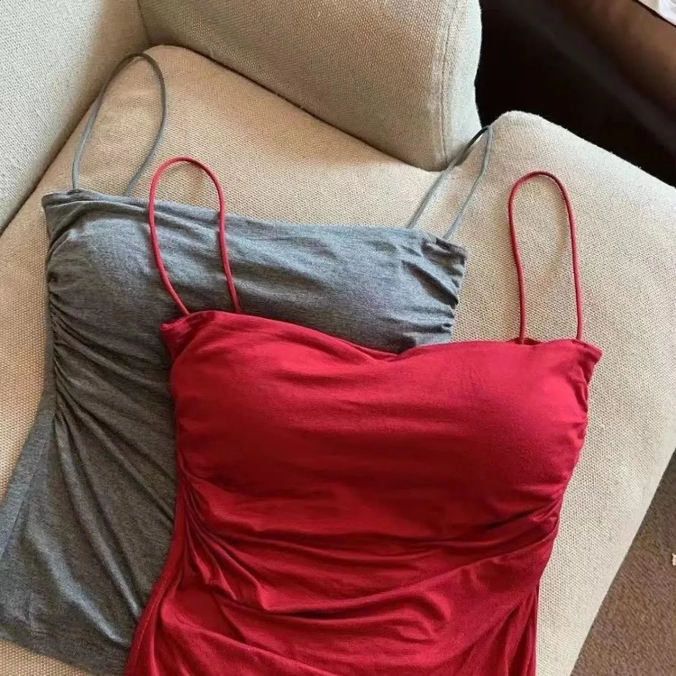 Womens sleeveless tops vests underwear sexy short tops thin waistbands pure white vests Korean style 250422