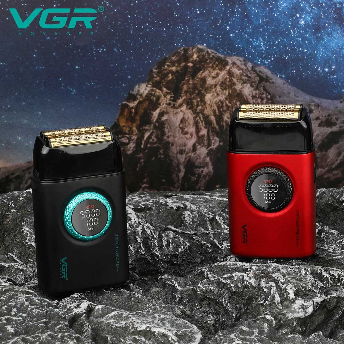 VGR high-end mens shaver alloy reciprocating three shaver LED intelligent digital display 9000 speed hair trimmer V-378 L251124