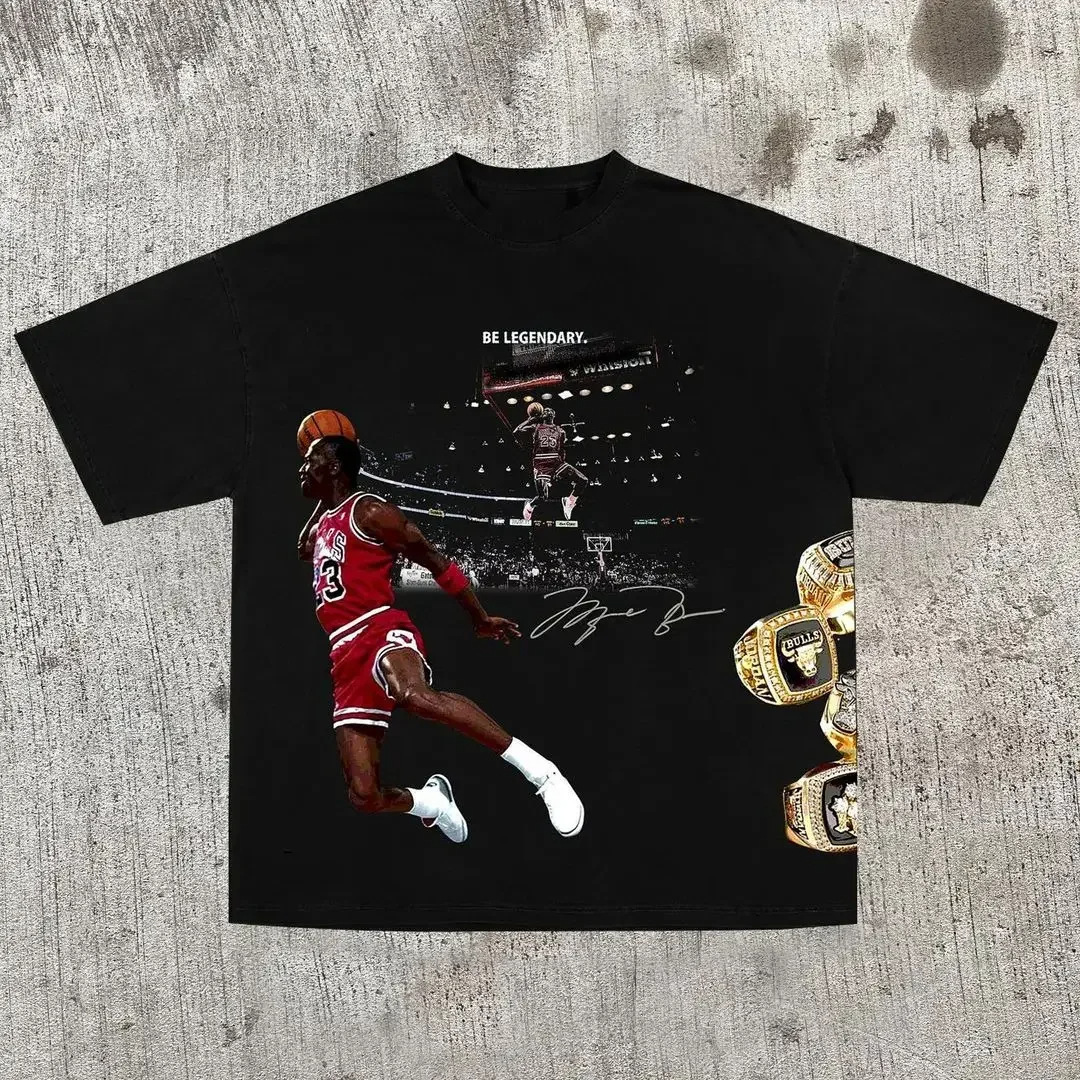 Men's T Shirts T-Shirt Basketball Graphic Street Hip-hop Goth Summer Print Harajuku Short Sleeve Cotton Top Oversized