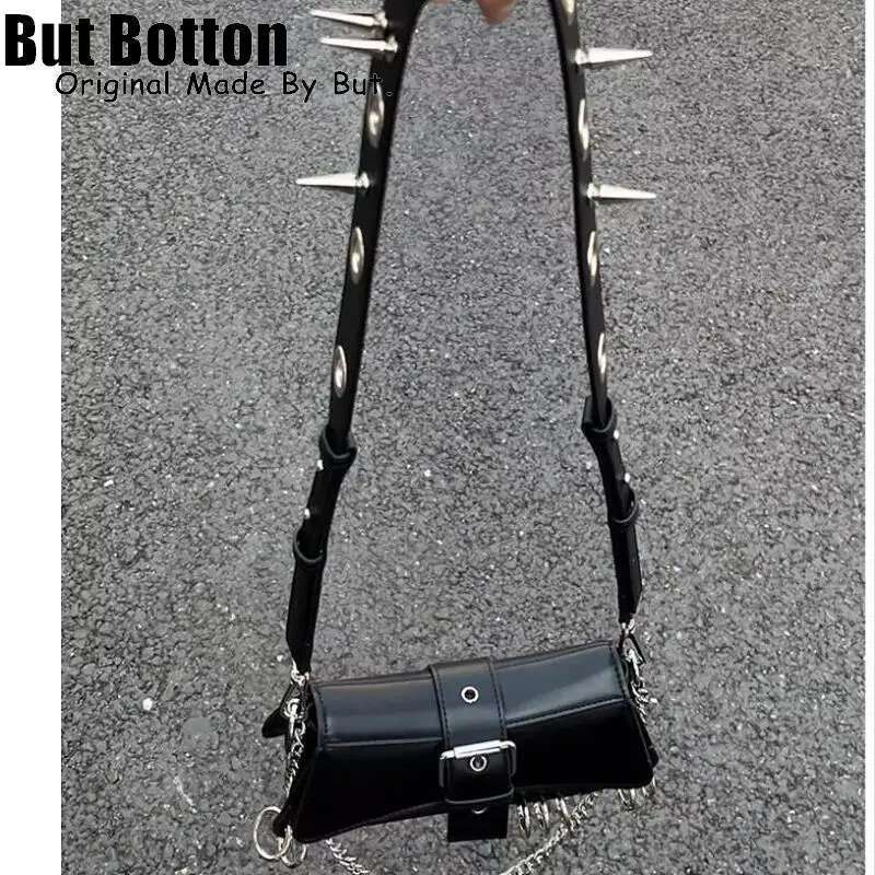 Women Y2k Girl Vintage Haruku Punk Advanced Design Rivet Spike Chain One Shoulder Handbag Women Stempunk Tote Crossbody Bags