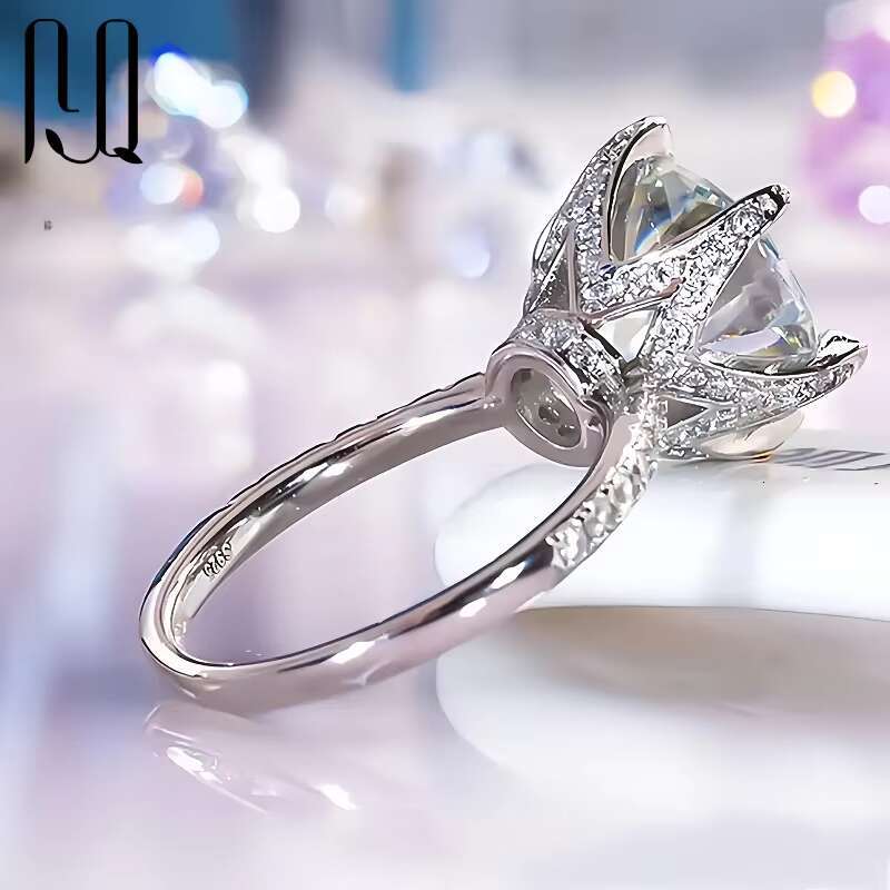 PYQ 5pc Wedding Ring Set 925 Silver Engagement Bands with Crown Moissanite GRA Nickel-Free Luxury Wedding Accessories
