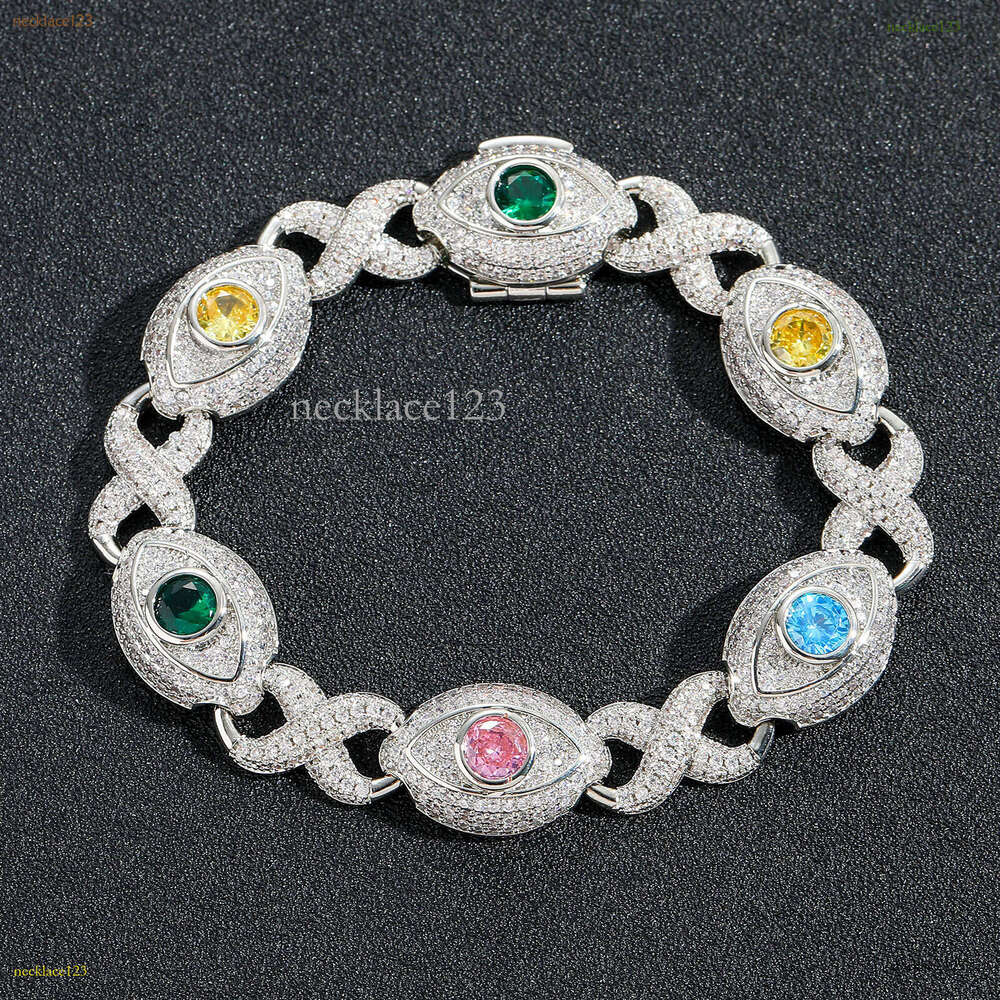 Luxury designer 8-strand 14mm Cuban Unlimited Eye chain, colored Ice out VVS Moissanite bracelet with free shipping