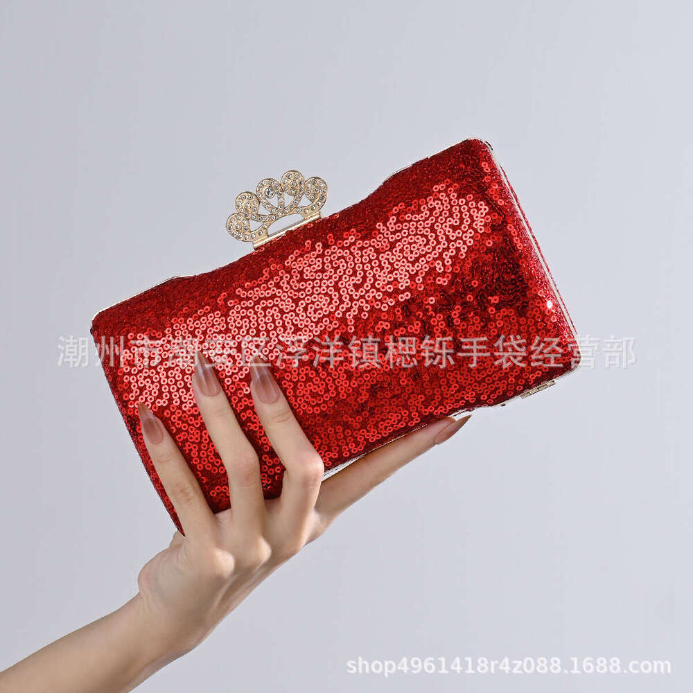 Shuo's New Sequined Women's Handbag, Bride's Formal Dress, Banquet Evening Dress Bag, One Shoulder Diagonal Cross, Hand-Held