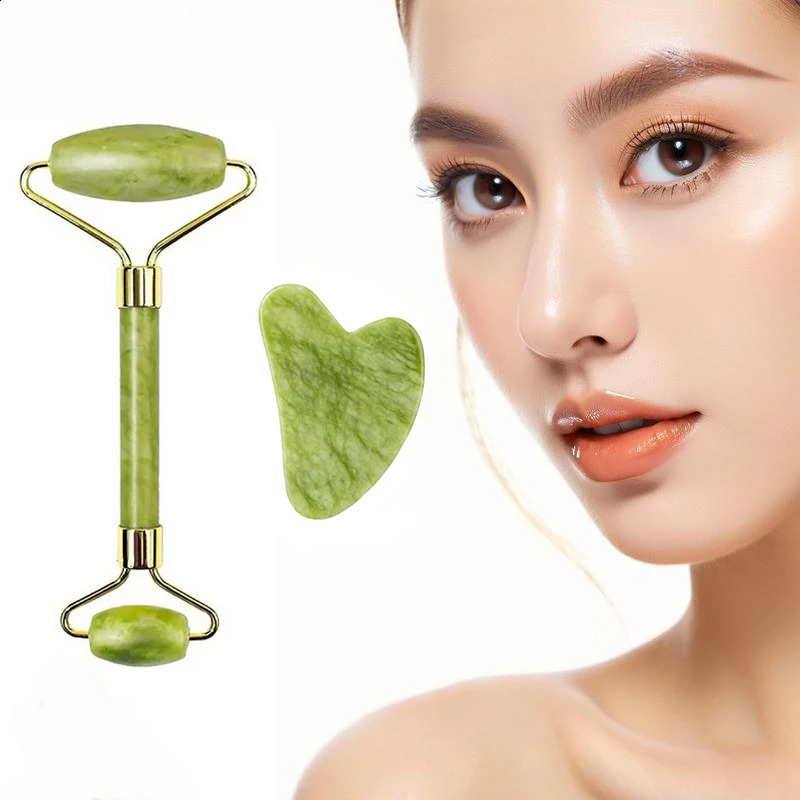 2PCS Gua Sha Natural Stone Gowoman Gua Sha Facial Stone Gua Sha Visage Roller for Face Massager Tool Gouache Scraper LBHL07 250423