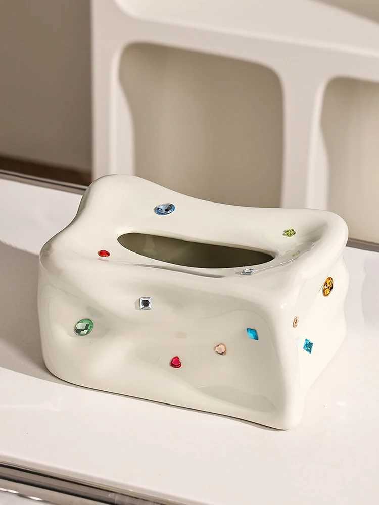 Epeiushome Nordic Ceramic Glacier Gem Tissue Box Coffee Table Paper Napkin Storage Box Household DesktopM251124