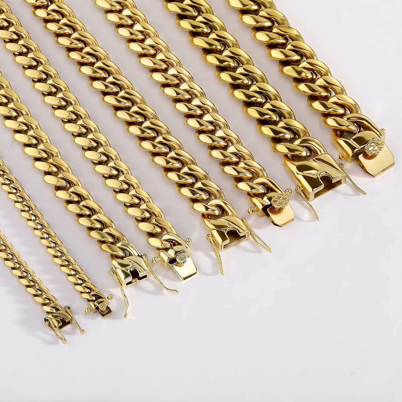 Real 14K Gold Filled Miami Cuban Link Curb Necklace Stainless Steel 6/8mm Solid Diamond-Cut for Men and Women Gift Option
