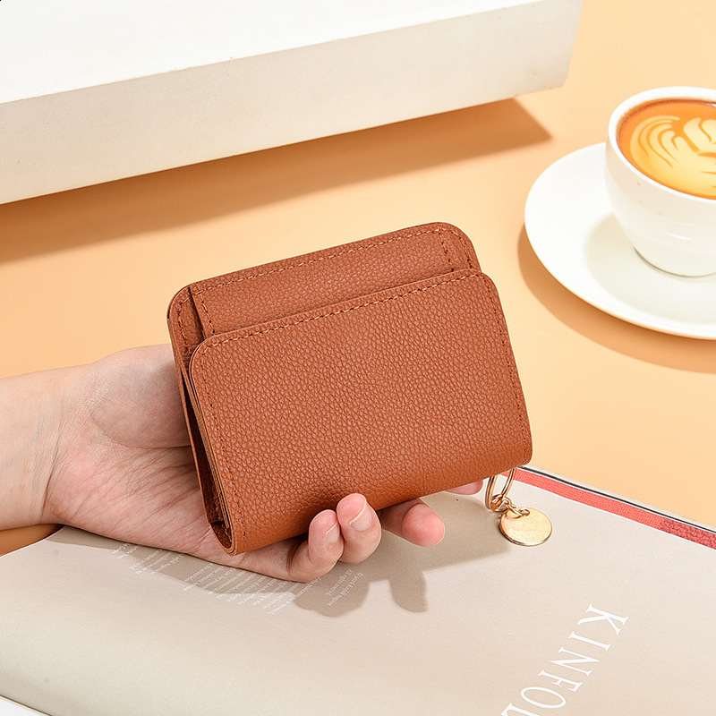 Women Zipper Short Style Purse Lychee Pattern Fashion Large Capacity Multi Card Slot Coin Purse With Zipper R250424