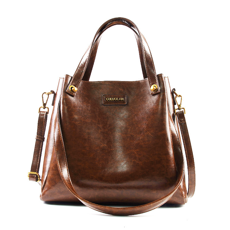 Women S New Crossbody Commuter Versatile Large Capacity Oil Wax Leather Single Shoulder Handbag Tote Bag