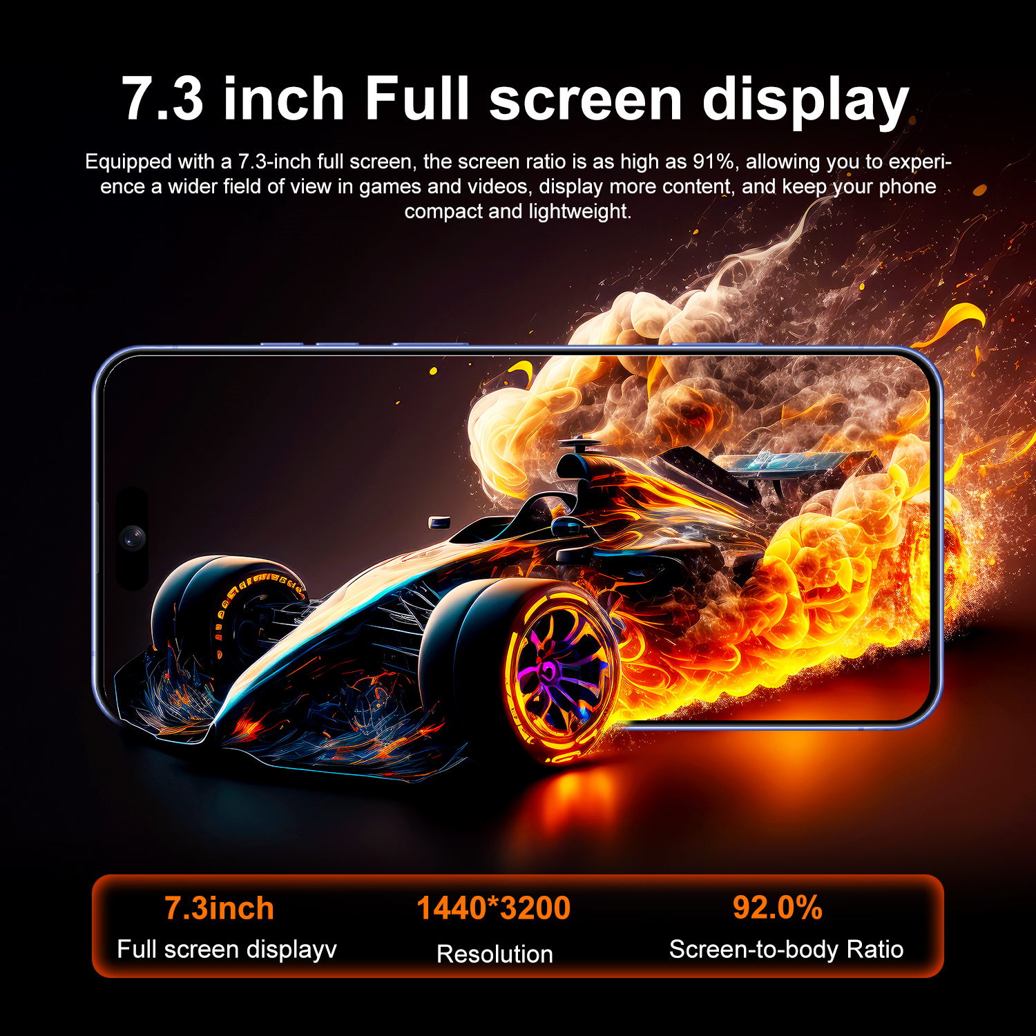 I16 Plus Mobile Phone 7.3-inch HD,Android 14 ,Snapdragon 8 Gen 3 CPU,16GB+1TB ,72MP+108MP Camera Pixels, 8000mAh Battery 5G Dual-Sim Card
