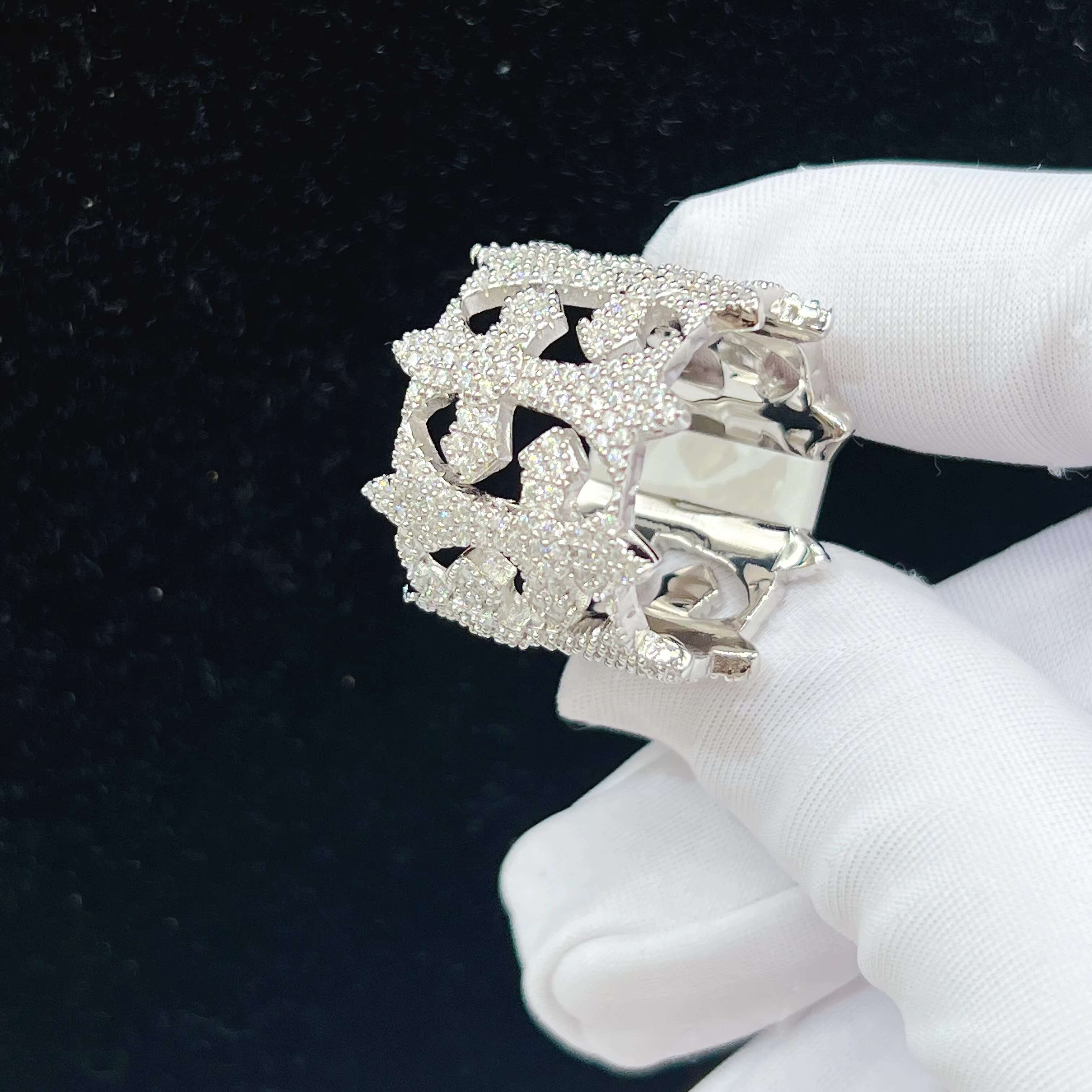 Wholesale Price New Design Fashion Fine Jewelry Ring Sterling Silver VVS Moissanite S925 Hip Hop Rings