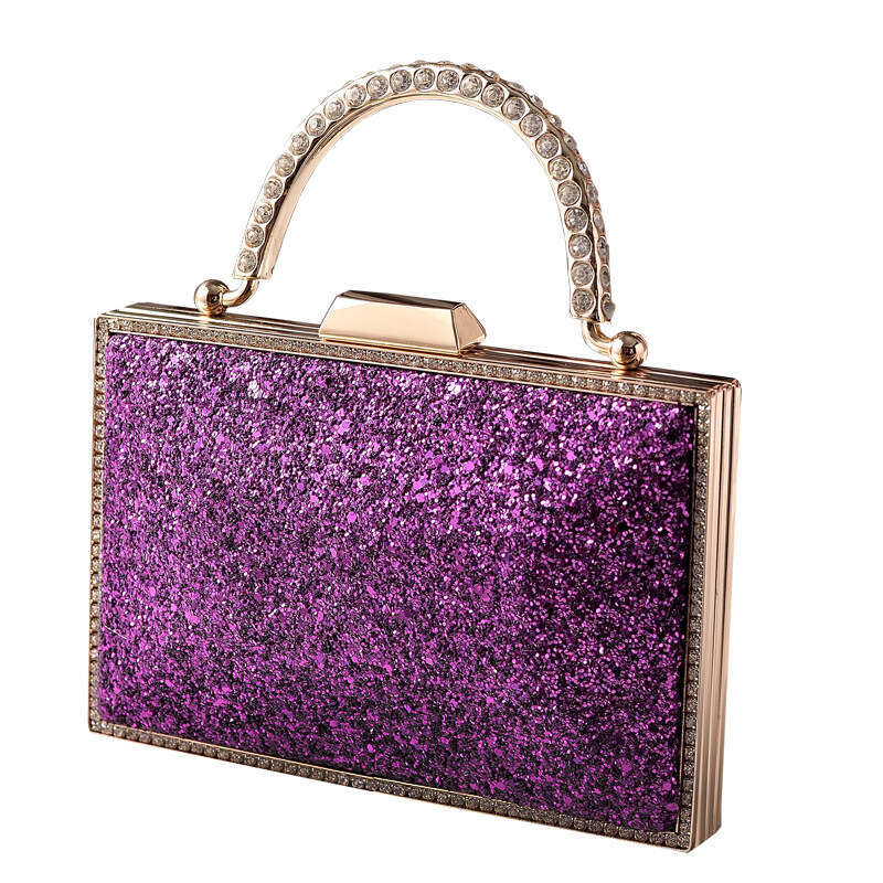 Dinner Bag New High End Gold Sequin Dinner Bag Fashionable Diamond Studded Hand Held Party Dress Bag KQ
