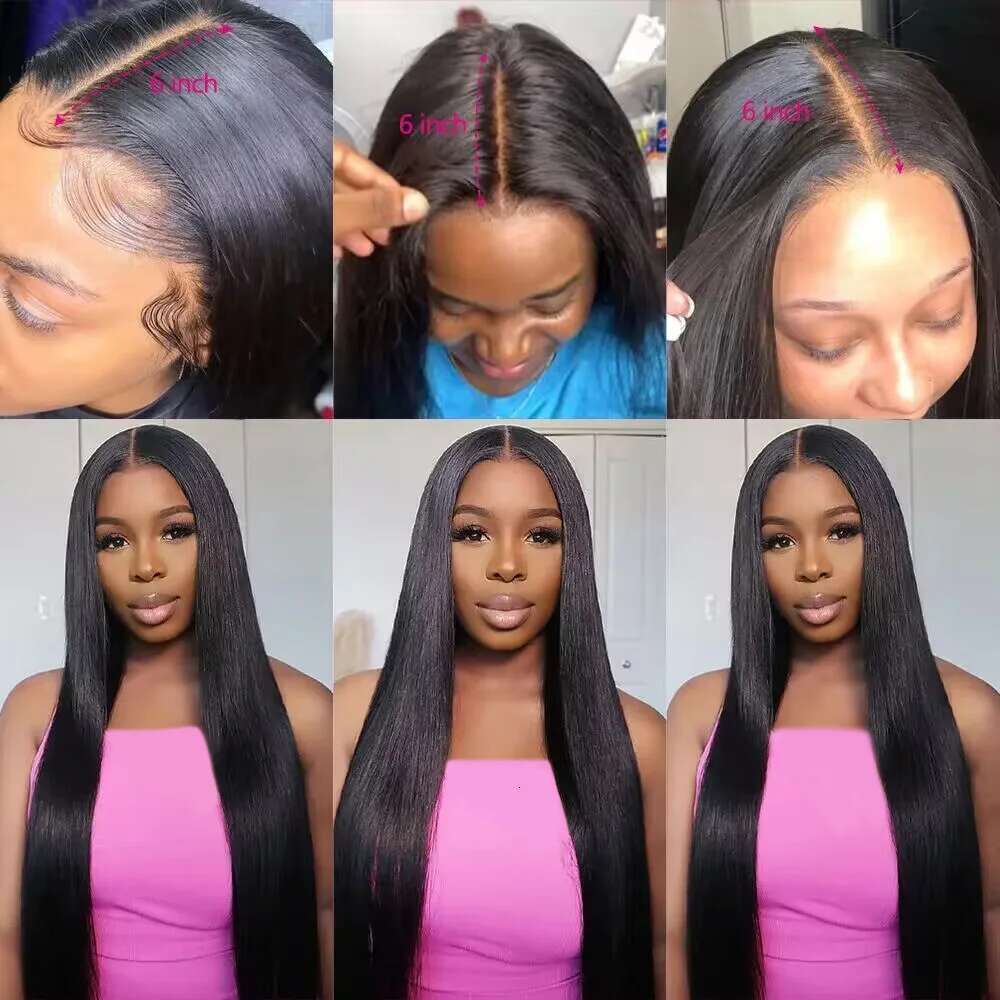 Queenlike Straight Human 12A Brazilian Raw Hair With 2X6 Deep Kim HD Lace Closure And Bundles