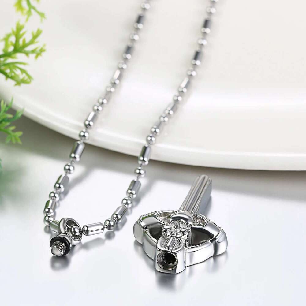 BONISKISS Fashion Cross Necklace Cremation Cylinder Ashes Keepsake Holder Memorial Lord Prayer Pendant for Men Women Urn Jewelry