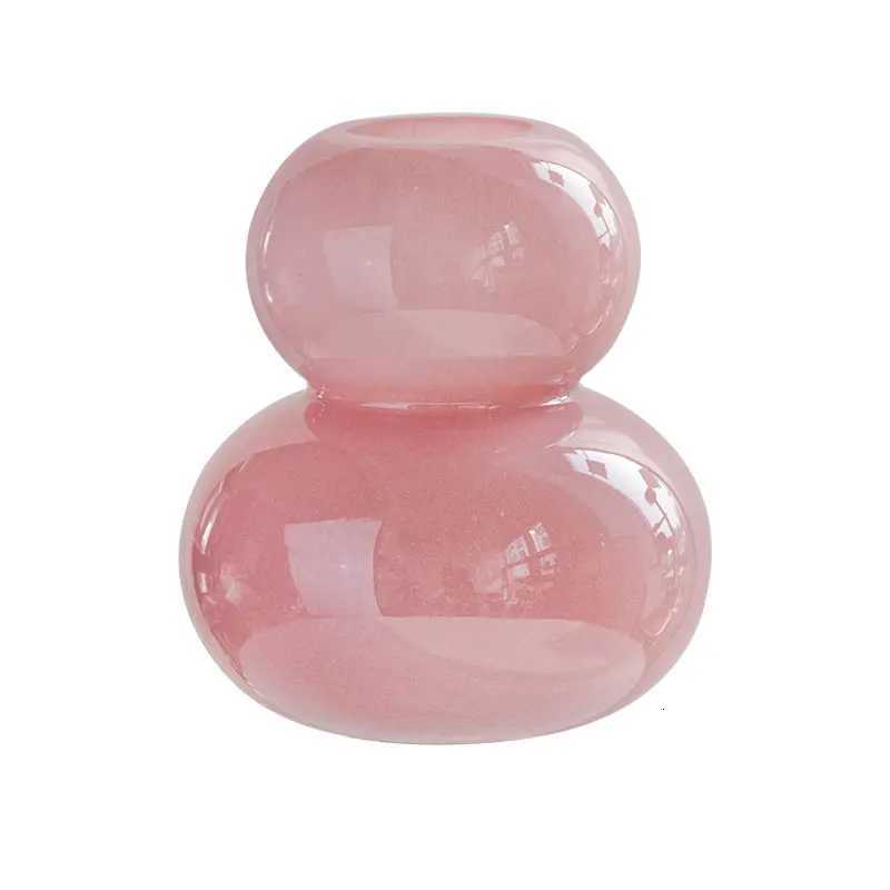 French Medieval High-grade Pink Spray Vase Luxury Ornaments Glass Flower Arrangement Water Flowers Table Flower Device C251124