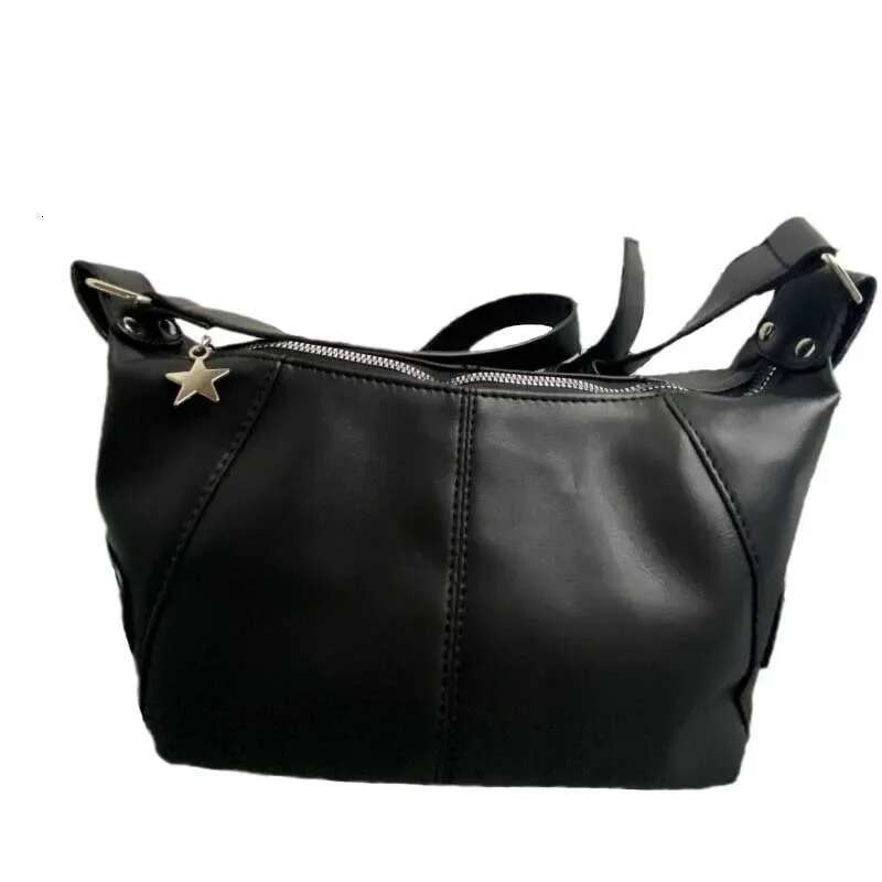 Y2k Korean Gothic Star Girl Black Handbag Haruku Aesthetic Vintage Shoulder Crossbody Bag Trendy Women Messenger Tote Bags