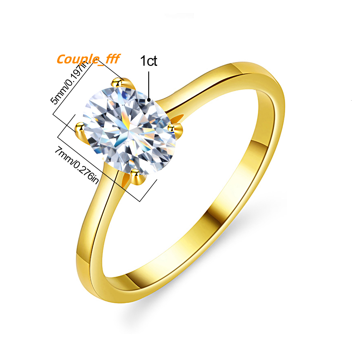 1CT Oval Cut Moissanite Ring 925 Sterling Silver 18K Gold Plating Wedding Diamond Rings for Women Engagement Bride Jewelry