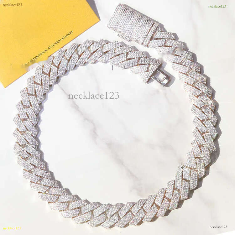 20 mm 4 Rows hiphop dia Cuban k Chain GRA Moissanite sterg sier gold plate Fine jewelry necklaces bracelets
