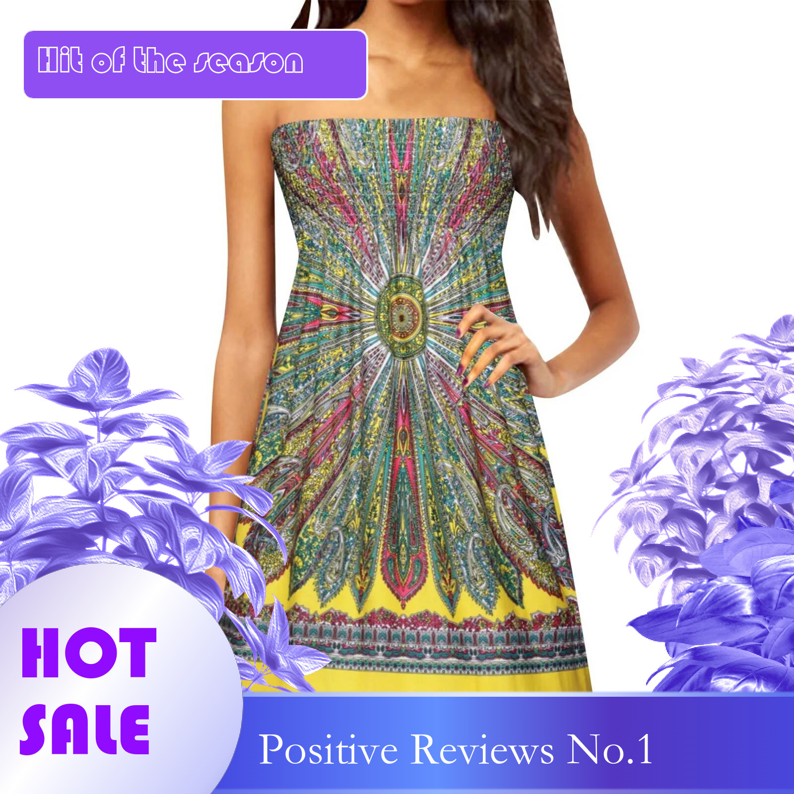 Dongdumaoyi Bohemian Style Beach Dress Flower Printing Strapless A Line Mini For Ladies Summer Sexy Short Female Dresses