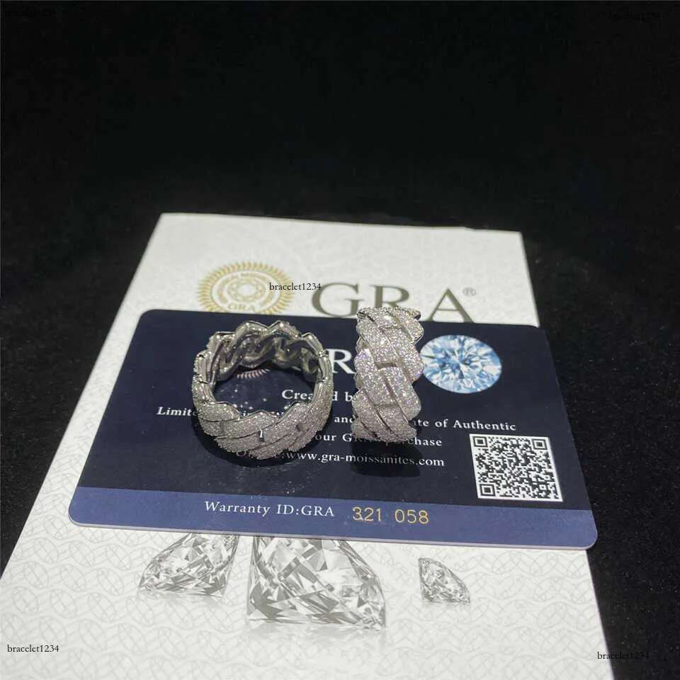 Band Cuban Custom Hip Hop Sterg Vvs Moissanite Dia Rings Men Iced Out Sier Ring Gold Plated For Women Jewelry Gift