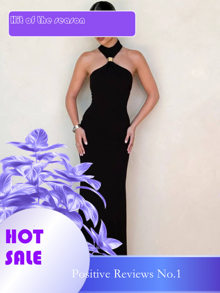 Dongdumaoyi Townlike Maxi Long Slim Bodycon Dress Women Halter Spring Summer Nightclub Sexy Party Dresses