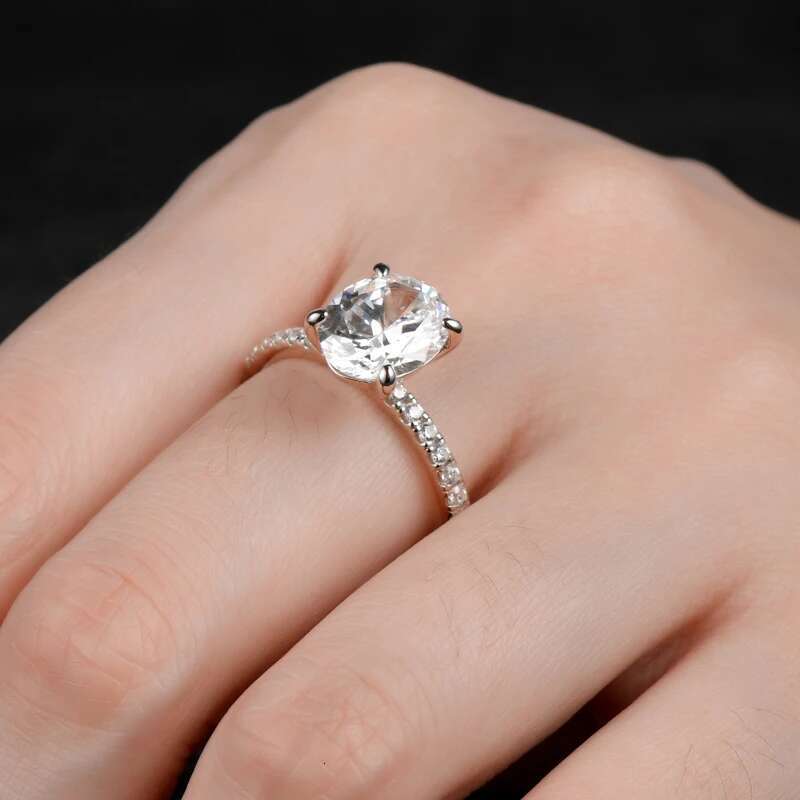 Anziw Classic Engagement Wedding Ring for Women S925 Silver Oval Cut 10x8mm 5A Cubic Zirconia Finger Ring Big Lab Diamond Band