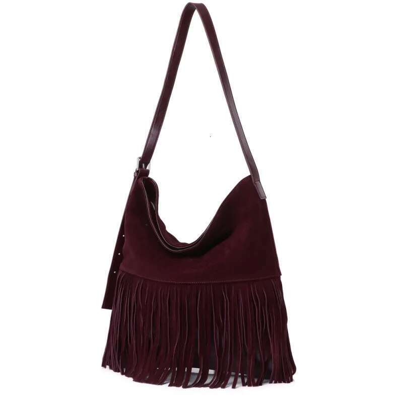 Designer Bag New Genuine Leather Frosted Anti Veet Tassel Bucket Bag, Fashionable Handbag Shoulder Crossbody Bag For Women