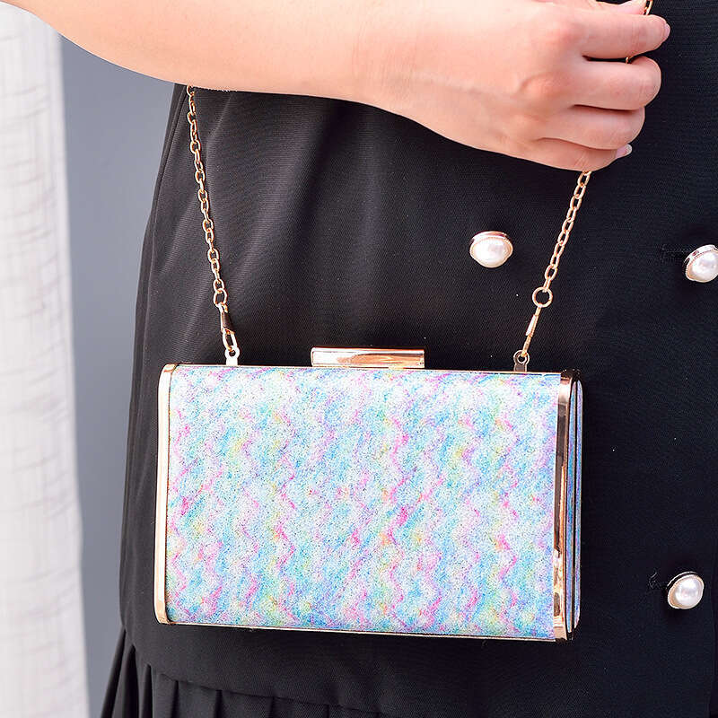 Dinner Bag Rainbow Dinner Creative Hollow Out Banquet Colorful Small Square Female Bag KQ