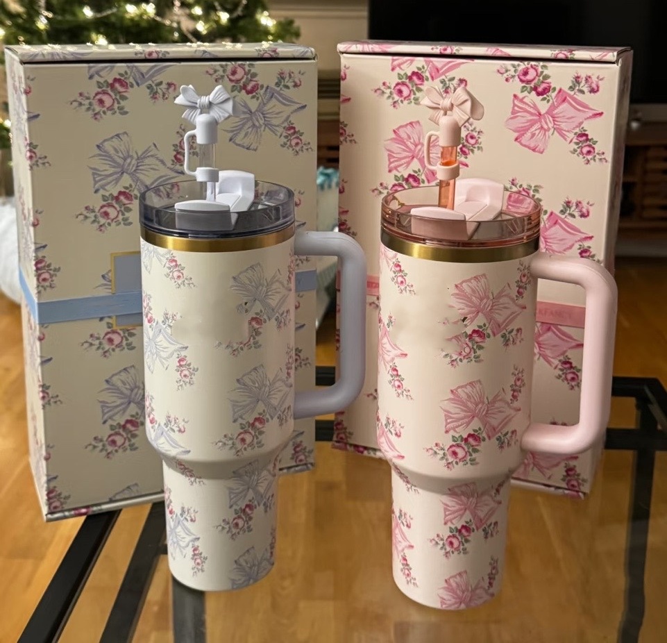 US STOCK 40oz Tumblers Love Shack Fancy THE H2.0 40OZ Mugs Chocolate Gold Tumblers Insulated Car Cups Stainless Steel Coffee Termos Winter Pink Holiday Neon White