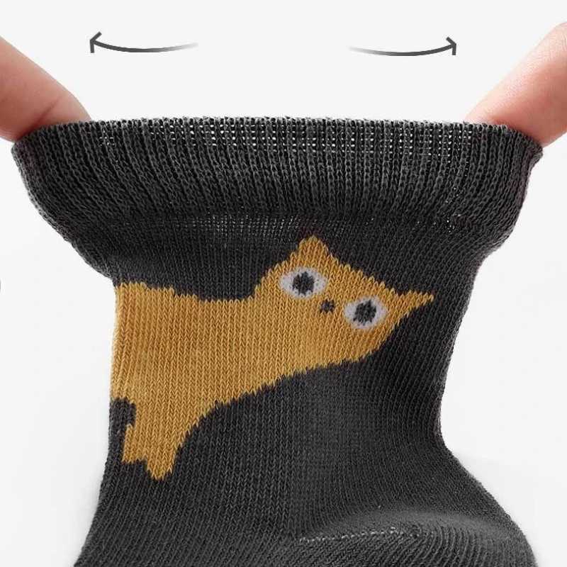 5 Pairs Kids SOCKS Autumn Winter Middle Tube Sock Cat Pattern Comfortable Breathable CHIldren SOCKS For Boys Girls G251124